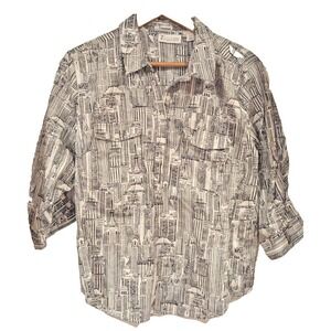 7th Avenue New York & Company Buildings‎ Print Button Down Shirt